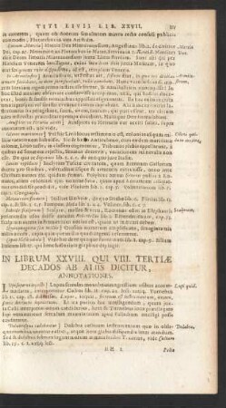 In Librum XXVIII. Qui VIII. Tertiae Decados Ab Aliis Dicitur, Annotationes.
