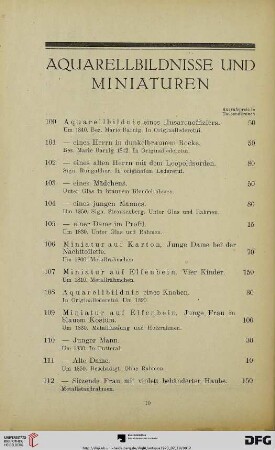 Aquarellbildnisse und Miniaturen (Nr. 100-115)