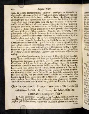 130-133, Quaeres quomodo Honorii nomen actis Concilii ...; Proponuntur ac Solvuntur Argumenta ...