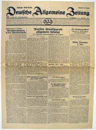 Tageszeitung "Deutsche Allgemeine Zeitung" überwiegend zur internationalen Politik