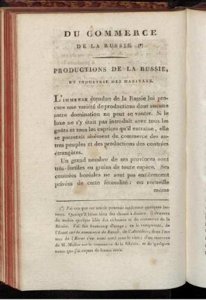 Du commerce de la Russie