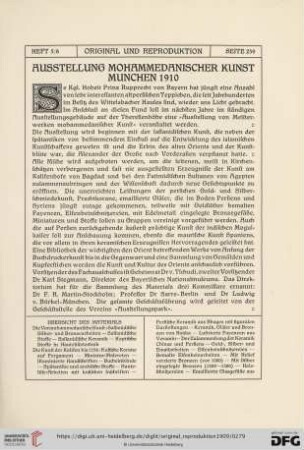 1: Ausstellung mohammedanischer Kunst Munchen 1910
