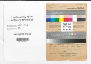 Entnazifizierung Hans Westphal , geb. 12.02.1890 (Angestellter)