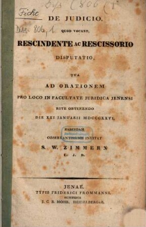 De iudicio, quod vocant rescindente ac rescissorio