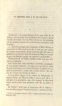 Un dernier mot à M. de Ujfalvy