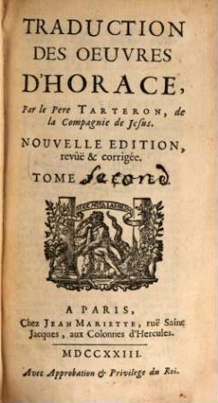 Traduction des oeuvres d'Horace. 2 (1723)