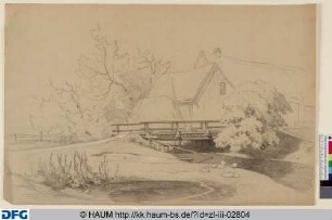 Landschaft mit Haus und Ente