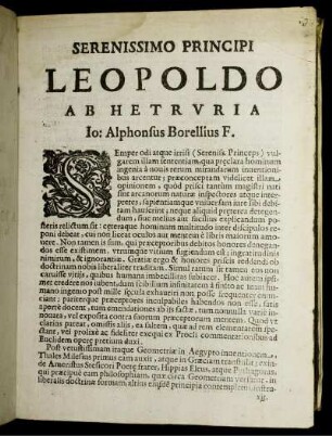 Serenissimo Principi Leopoldo Ab Hetruria.