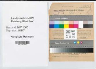 Entnazifizierung Hermann Kempken, geb. 03.06.1914 (Baecker)