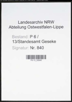 Heiratsregister Standesamt Geseke