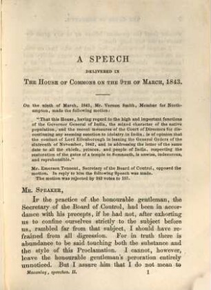 Speeches of the Right Honorable T. B. Macaulay : corrected by himself. 2