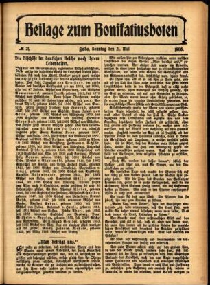 Zweite Ausgabe vom Sonntag, den 21. Mai 1905.