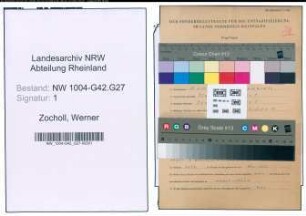Entnazifizierung Werner Zocholl , geb. 12.02.1917 (Reg.Inspektor)
