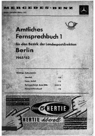 1961/1962: Amtliches Fernsprechbuch für den Bezirk der Landespostdirektion Berlin