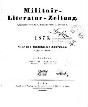 Militär-Literatur-Zeitung. 54. 1873