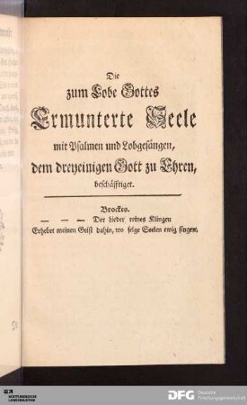 Die zum Lobe Gottes Ermunterte Seele