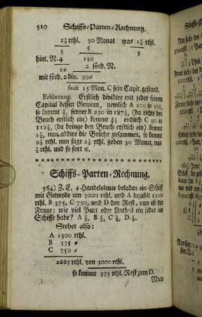 Schiffs-Parten-Rechnung. - Panquerot-Rechnung.