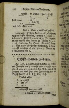 Schiffs-Parten-Rechnung. - Panquerot-Rechnung.