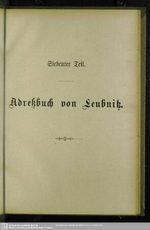 Siebenter Teil. Adressbuch von Leubnitz