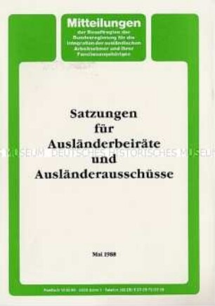 Satzung für Ausländerbeiräte und Ausländerausschüsse - Sachkonvolut