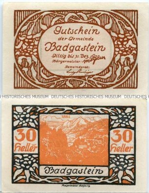 Badgastein, 30 Heller