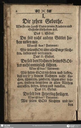 I. Die zehen Gebothe