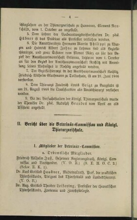 II.Bericht über die Veterinär-Commission und Königl. Thierarzneischule