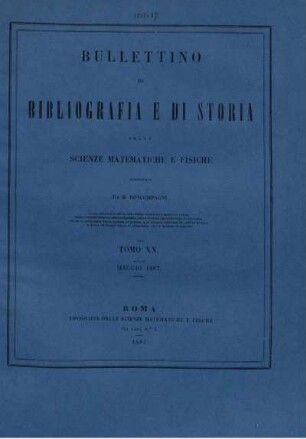 Tomo XX. Maggio 1887.