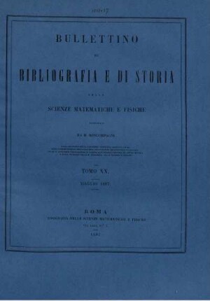 Tomo XX. Maggio 1887.