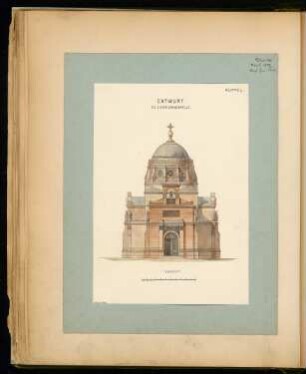Grabkapelle Monatskonkurrenz April 1872: Aufriss Vorderansicht; Maßstabsleiste