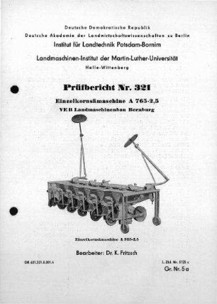 Einzelkornsämaschine A 765-2,5