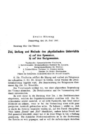 Berichte über die Verhandlungen : [Zweite Sitzung]