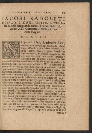 Jacobi Sadoleti Episcopi Carpentoractensis ... Ad Ludovicum XII. ... Oratio.