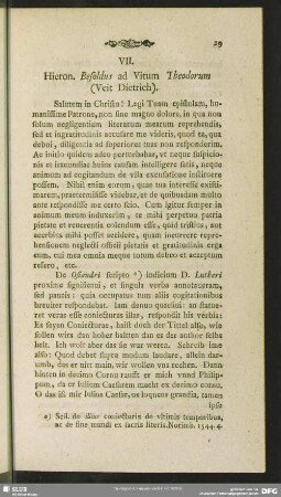 VII. Hieron. Besoldus ad Vitum Theodorum (Veit Dietrich)
