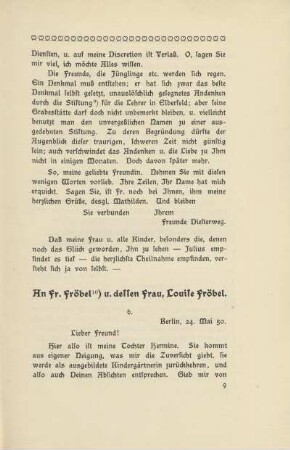 An Fr. Fröbel und dessen Frau, Louise Fröbel