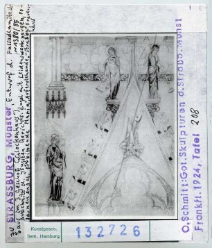Straßburg: Münster, Entwurf des Fassadenmittelbaus, Jüngstes Gericht, Engel