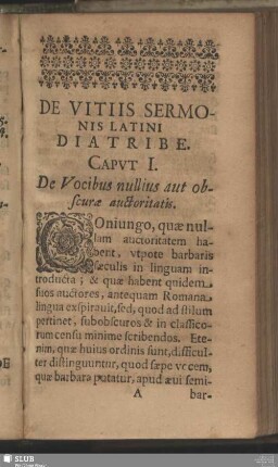 Caput I. De Vocibus nullius aut obscurae auctoritatis