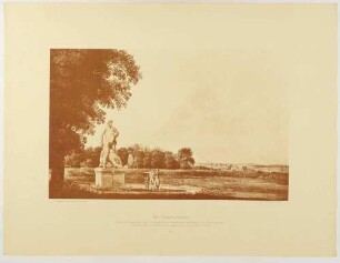 Eine Herkulesstatue (mit dem erschlagenen Busiris) am Großen Garten in Dresden, aus der Mappe: Dresdens Umgebung in Landschaftsbildern, Anfang 19. Jahrhundert