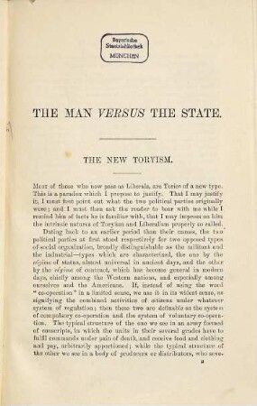 The man 'versus' the state : containing 'The new Toryism', 'The coming slavery', 'The sins of legislators' and 'The great political superstition'