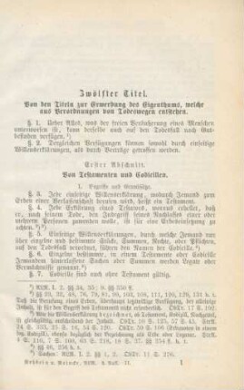 Allgemeines Landrecht für die Preußischen Staaten nebst ergänzenden und abändernden Bestimmungen der Reichs- und Landesgesetzgebung. Zweiter Band. (Theil I, Titel 12-23.)