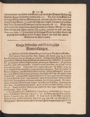 Einige Historische und Philologische Anmerckungen.