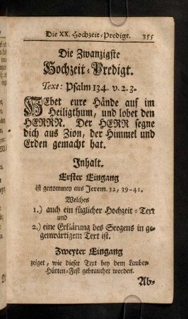 355-372, Die Zwanzigste Hochzeit-Predigt