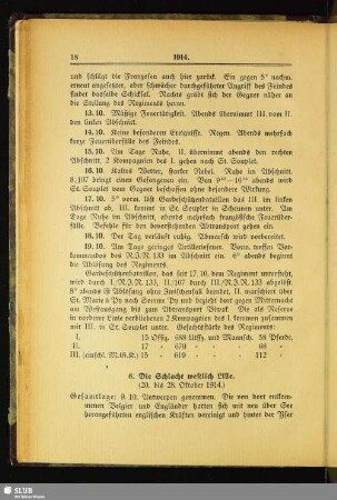 6. Die Schlacht westlich Lille : (20. bis 28. Oktober 1914)