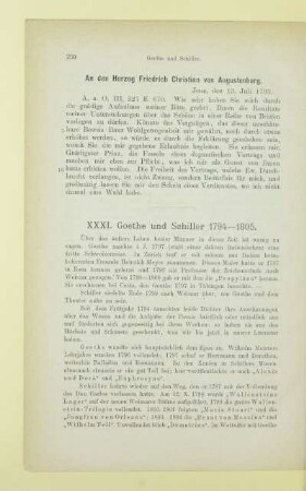 XXXI. Goethe und Schiller 1794 - 1805
