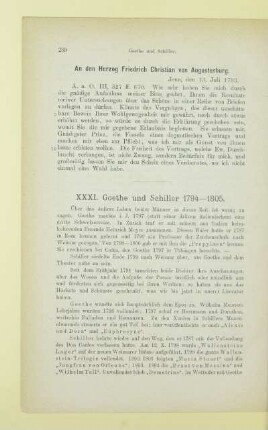 XXXI. Goethe und Schiller 1794 - 1805