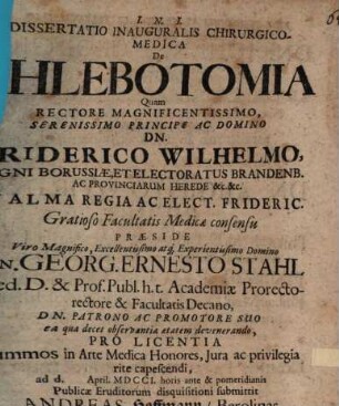 Diss. inaug. chir. med. de phlebotomia