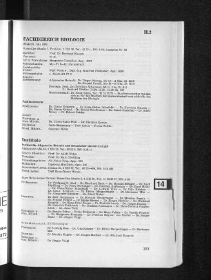 Fachbereich Biologie