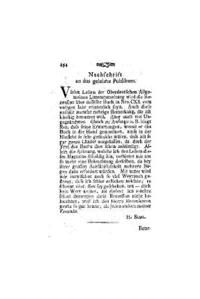 Nachschrift an das gelehrte Publikum