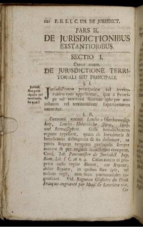Pars II. De Jurisdictionibus Extantioribus.