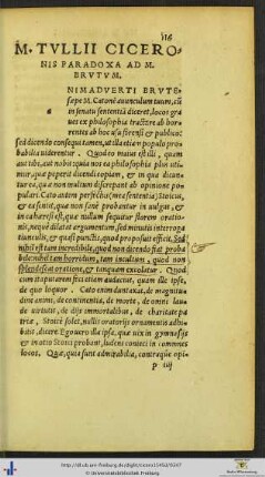 Marci Tullii Ciceronis Paradoxa Ad Marcum Brutum